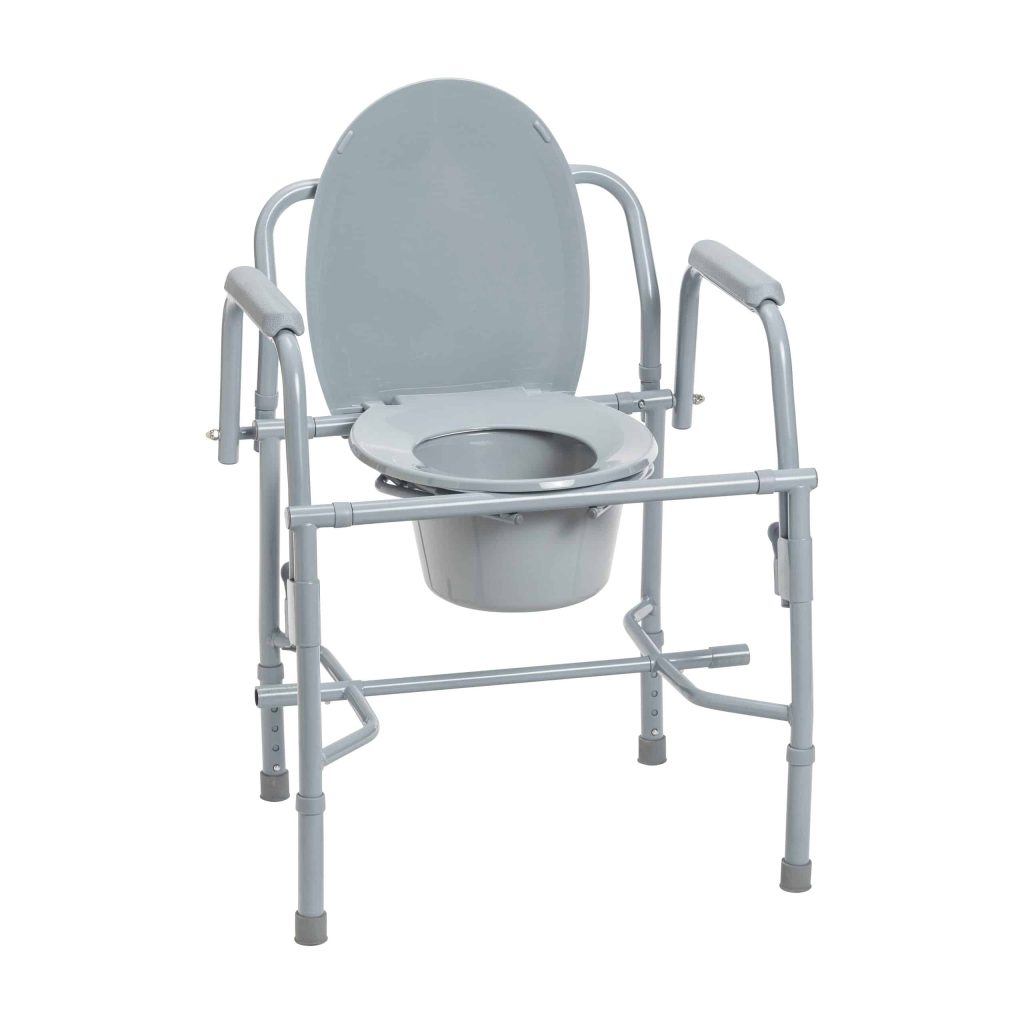 Drive Steel Drop Arm Bedside Commode with Padded Arms