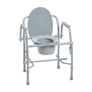 Drive Steel Drop Arm Bedside Commode with Padded Arms