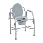 Drive Steel Drop Arm Bedside Commode with Padded Arms